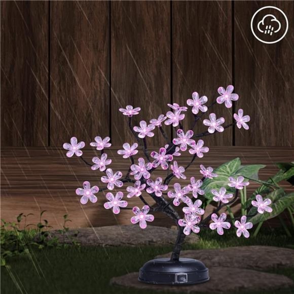 18-inch Crystal Flower LED Bonsai Tree, Pink Light, 36 LED Light Battery Powered - Picture 6 of 7